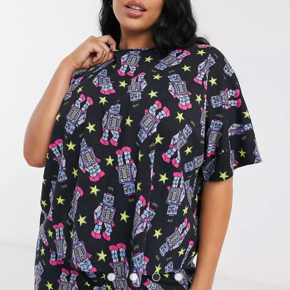 ISO in search of Asos robot print pajama top any size over a large black - Picture 2 of 5